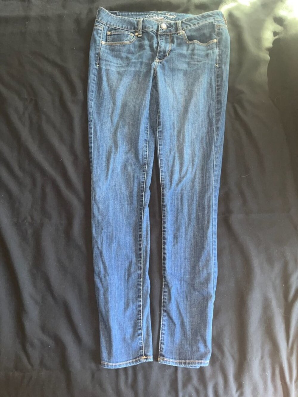 American Eagle Womens Blue Super Stretch Skinny Jeans Size 12 Long